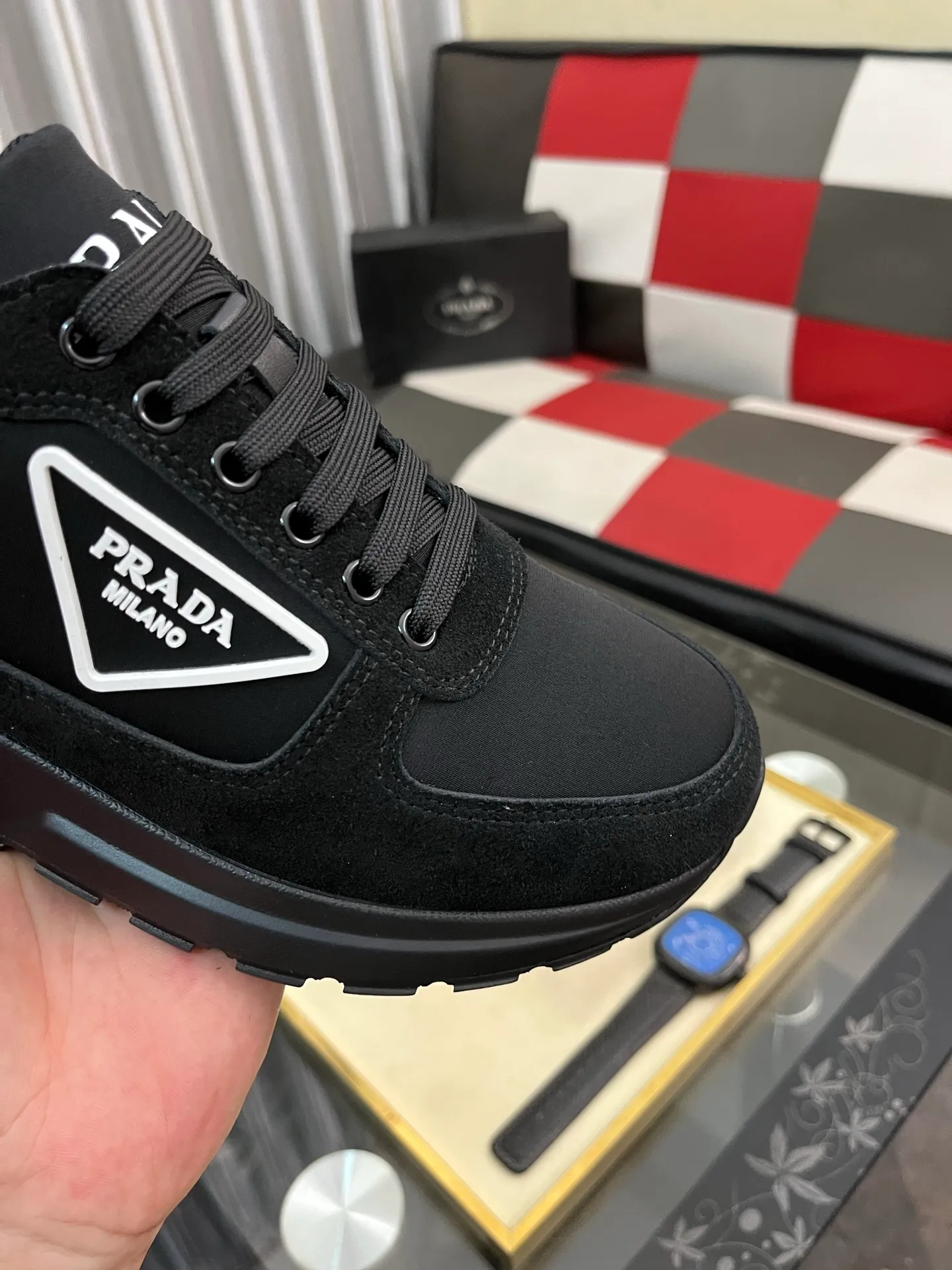 Men's shoes 💰420⌚️⌚️Prada•PRADA original quality.~ Unique modern style sneakers. 🏃A must-have casual shoe for trendy men😍😍 Original brand imported from Italy, imported original leather, sheep lining (refuses to discolor and grind feet) Sole: Original sole provided by the original factory, French lazy style design ⚠️Fit to the feet, original quality, super comfortable original sole. It’s like shooting the real thing🎬The real thing is better, high-quality sneakers Size: 38-444️⃣Colors available